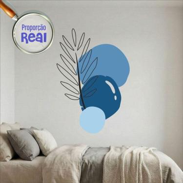 Imagem de Adesivo Floral Boho Azul Estilo Nórdico 130x90 Minimalista Mod.02