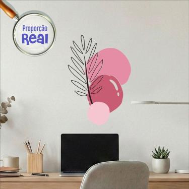 Imagem de Adesivo Floral Boho Rosa Estilo Nórdico 50x35 Minimalista Mod.02