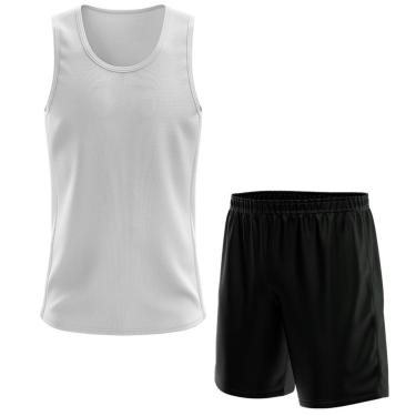 Imagem de Kit Calção Short Futebol Basquete Preto + Regata Masculina Lisa Básica Dry-Masculino