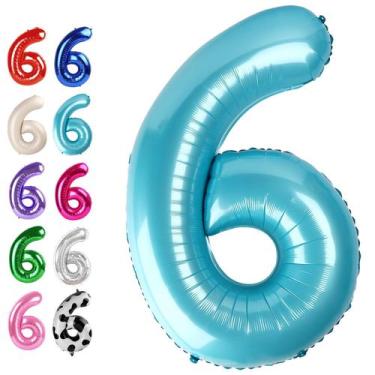 Imagem de Balão de Alumínio Número 6 Azul Pérola 102 cm Upgesy