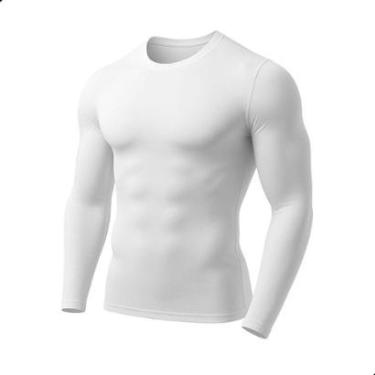 Imagem de Camiseta Térmica Manga Longa Básica Proteção UV Dry Lisa Tradicional Poliéster Treino-Unissex