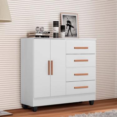 Imagem de Comoda 4 Gavetas 2 Porta com Pes Lite Moveis Leao