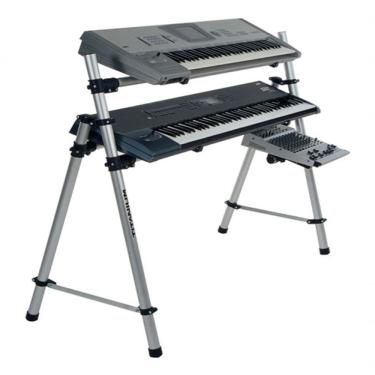 Imagem de Rack Mesa Tubular para Teclados TY-215 para Até 2 Instrumentos com Suporte Lateral Alumínio Fosco Titanium Racks