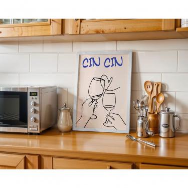 Imagem de Quadro Decorativo Cin Cin Retangular 30X40 em Canvas com Ou sem Vidro para Parede Branco