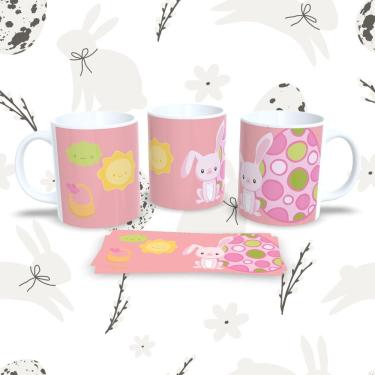 Imagem de Caneca de Porcelana Páscoa 22 para Bebidas 325ML com Estampa Temática Compatível com Mi...