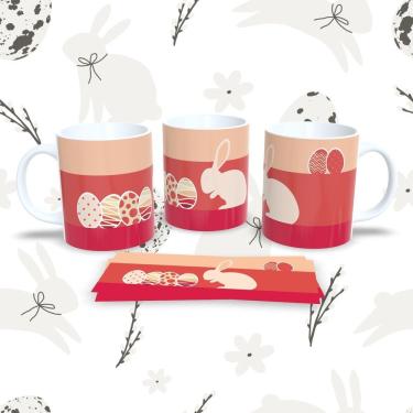 Imagem de Caneca de Porcelana Páscoa 47 para Bebidas 325ML em Porcelana Decorada Temática Compatí...