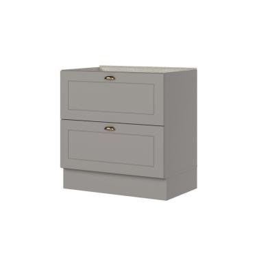 Imagem de Balcão 80cm Com 02 Gavetas Cozinha Americana C371 Cinza - Henn