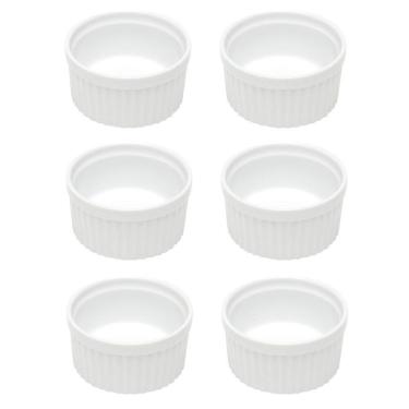 Imagem de Cj 6 Ramequins de Porcelana Branca Classic 200ml 10x5cm Lyor