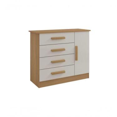 Imagem de Cômoda Firenze 4 Gavetas 1 Porta Com sapateira - D' Doro Cinamomo/off 