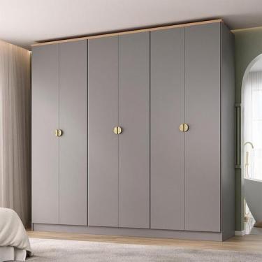 Imagem de Guarda-Roupa Casal Brescia 6 Portas 4 Gavetas Cinza - Modern