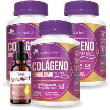 Imagem de Kit Com 03 - Colágeno Hidrolisado Verisol + Associações 120 Cápsulas Flora Nativa + 1 C...