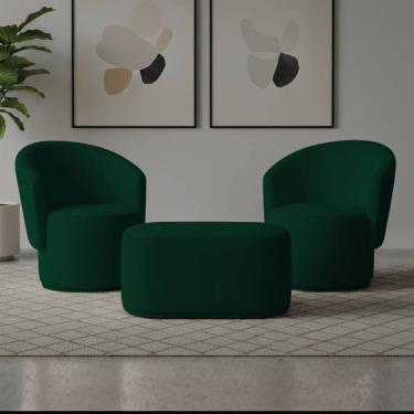 Imagem de Poltrona Kit 2 e Puff Orgânico Malu Max Bouclê M11 - D`Rossi