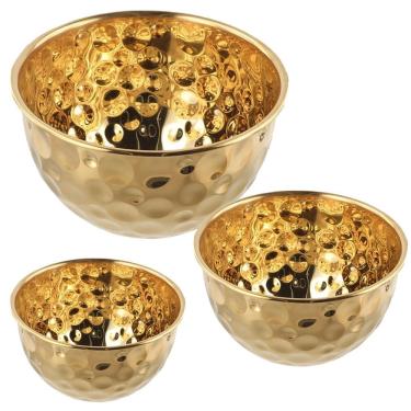 Imagem de Tigela Kit 3 Unidades BSL3881-3 BSL3881-4 BSL3881-5 Multiuso para Salada e Fruteira em Inox Versátil para Cozinha