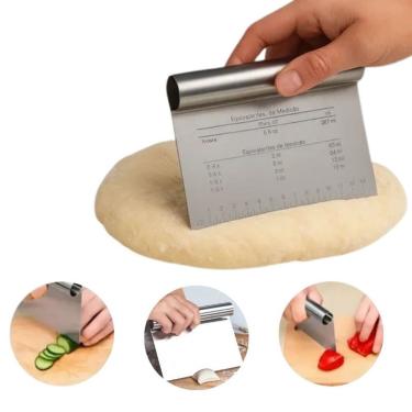Imagem de Espátula Raspadora Cortadora de Massas e Legumes Espátula Inox 15cm para Cortar e Raspa...