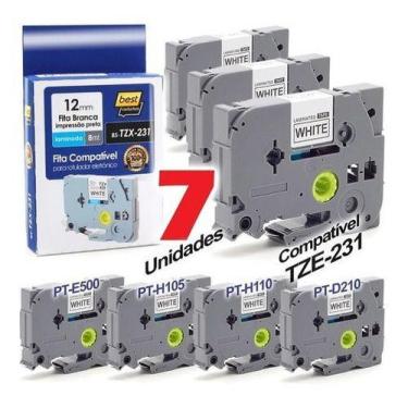 Imagem de 7 Fitas Compatível Para Brother Pt-h110 Pt-h105 Tze 231 12mm - xfull, 