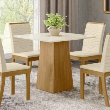 Imagem de Mesa de Jantar de 4 Lugares Tampo MDF Cantos Retos - Henn, Nature / Of