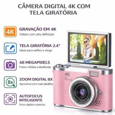 Imagem de Câmera Fotográfica 4K com Tela Flip e Zoom 8X Ideal para Viagens e Mom