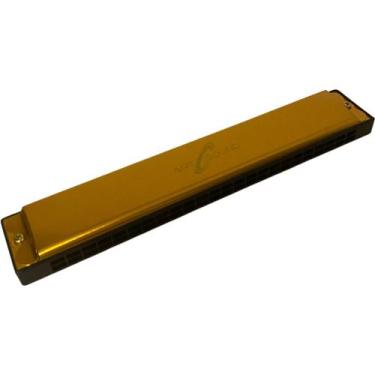 Imagem de Gaita De Boca Para Iniciantes Cromática 24 Vozes - Art Sound, Dourado