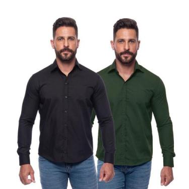 Imagem de Kit Camisa Social Masculina Manga Longa Slim 2 Peças - Teodoro Camisar