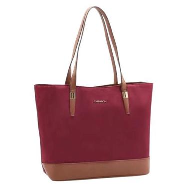 Imagem de Bolsa Feminina Chenson Sacola Tote Ombro Microfibra, Vinho