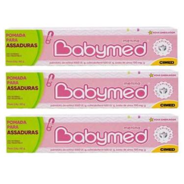 Imagem de Babymed  Kit c/3 Pomada Para Assaduras (ROSA/ AZUL) Cimed 45 Gramas
