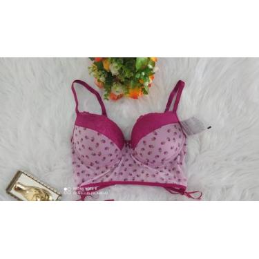 Imagem de Sutiã Cropped Demillus florzinhas, Rosa, 50