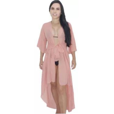 Imagem de Saída de praia assimétrica mullet com cinto em chiffon - Tropicana Mod