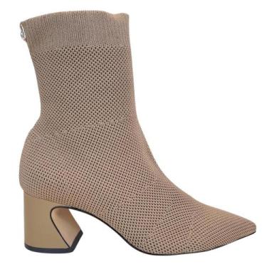 Imagem de Bota Carrano Feminina Cano Curto Knit Dark Almond, 37, Almond