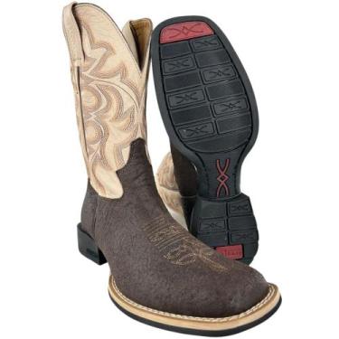 Imagem de Bota Texana Masculina Jácomo Bico Quadrado Couro Packderme Café Confor