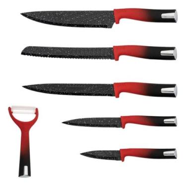 Imagem de Conjunto Facas De Inox 6 Unidades Antiaderentes Com Cabo Plástico E De