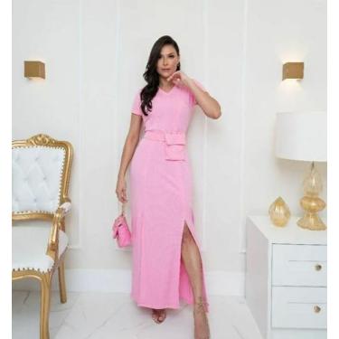 Imagem de Vestido feminino Longo Liso Moda Sereia  - RB VARIEDADES , Rosa, M