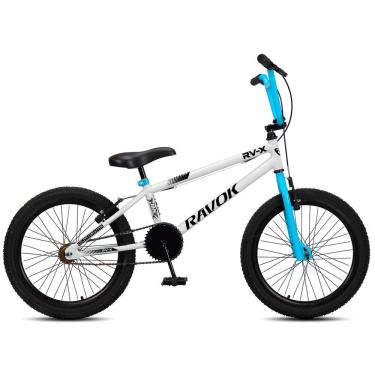 Imagem de Bicicleta Bmx Rv X Cross Aro 20 com Quadro em Aço e 1 Velocidade Branca e Azul Ravok