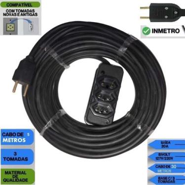 Imagem de Extensao Eletrica 5 Metros Cabo PP 2X2,5mm² 0,6/1KV com 1 tomada 20A e