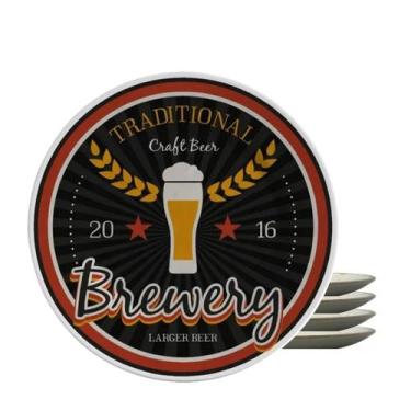Imagem de Jogo 4 Pratos Raso Cerâmica Churrasco Cerveja Beer Brewery Alleanza 29