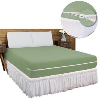 Imagem de Capa De Colchão Queen Size Com Ziper Em Malha 1,58m x 1,98m x 30cm 100