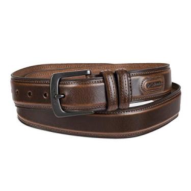 Imagem de Cinto masculino clássico com logotipo da Columbia – vestido casual com fivela única para jeans cáqui, Marrom, 46