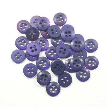 Imagem de Botão Azul 10mm 4 Furos Plástico ABS Brilho 50Un 100Un 200Un confecção