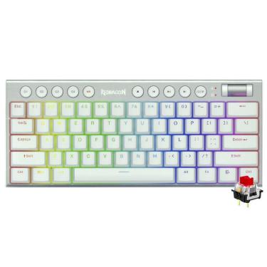 Imagem de Teclado Gamer Mecânico K632W-RGB-PRO Horus Mini Pro Wireless RGB Switch Red Branco Redragon