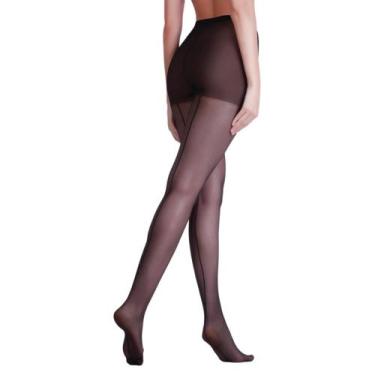 Imagem de Meia calça loba fio 15 risca atrás feminino ref: lob5685 - LUPO, Preto
