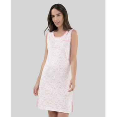 Imagem de Camisola Feminina Curta Sem Mangas Floral Rosa Lohe, Rosa, GG