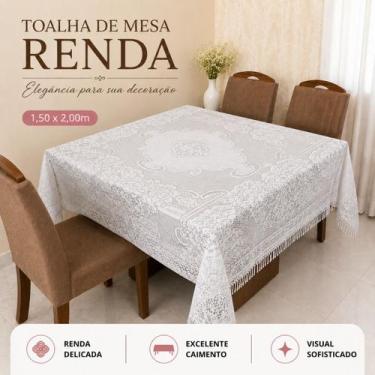 Imagem de Toalha de Mesa de Renda 4 até 6 Lugares Retangular 1,50x2,00 Rendada M