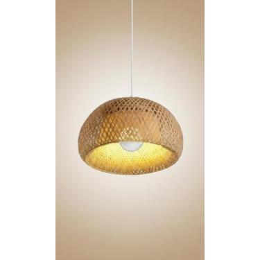 Imagem de Lustre Pendente Fibra Natural Bambu 30cm - Congratulations Store
