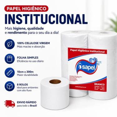 Imagem de Papel Higiênico Rolão Isapel 300m Folha Simples Branco 8 Rolos