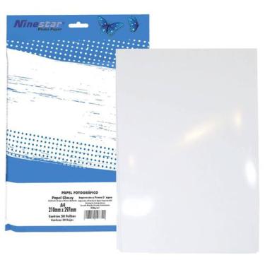 Imagem de Papel Fotográfico Glossy A4 230g Branco Brilhante Ninestar Pacote com 