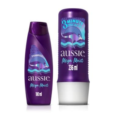Imagem de Kit Aussie Mega Moist Super Hidratação Shampoo 180Ml e 3 Minutos Milagrosos 236Ml