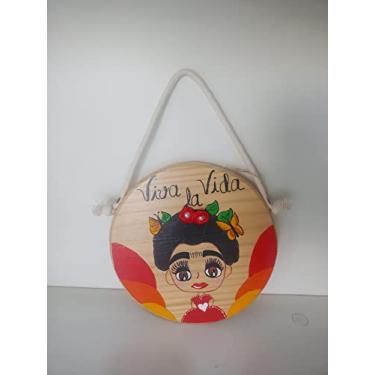 Imagem de Placa Artesanal Decorativa - Frida Vermelha Flores