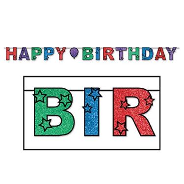Imagem de Beistle Serpentina de Happy Birthday Glittered, 21 cm x 3 m