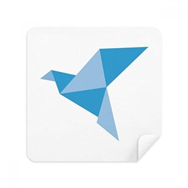 Imagem de Tecido de camurça com estampa de pombo abstrata origami azul, 2 unidades