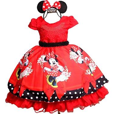Imagem de Vestido de Festa Infantil Minnie Vermelha e Tiara (12)