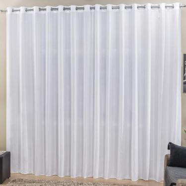 Imagem de Cortina Top Chick 3 Metros Sala Quarto Tecido Ráfia para Varão - Branca